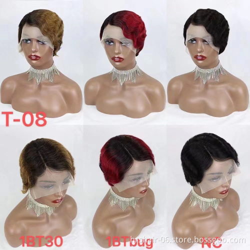 Whosale Pixie T Lace Frontal Curly Lace Frontal Wig  Human Hair Wig  Short Pixie Cut Human Hair Cuticle Aligned Human Hair Wig
